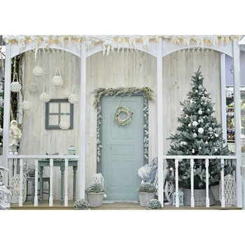 Kalėdų Fotografijos Fonas Kalėdų medžio medienos durys wearth Vaikų Gimtadienio Naujagimiui Dušo Nuotrauka Fone Studija Rekvizitai